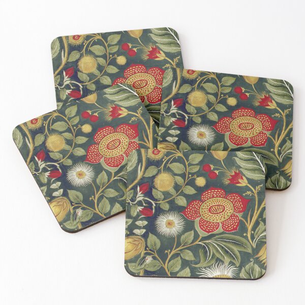 Item preview, Vintage William Morris Inspired Botanical Pattern - Red & Gold Floral  designed and sold by dawnleblanc55.