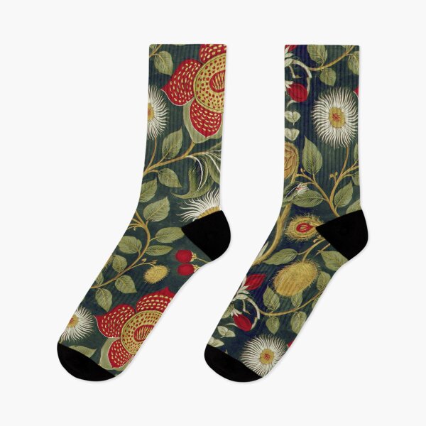 Item preview, Vintage William Morris Inspired Botanical Pattern - Red & Gold Floral  designed and sold by dawnleblanc55.