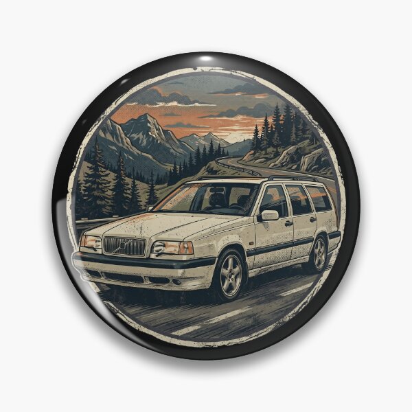 Item preview, White 850 Wagon Mountain Sunset Retro Badge designed and sold by Off-Road-Zone.