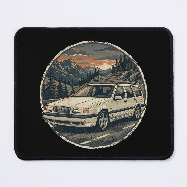 Item preview, White 850 Wagon Mountain Sunset Retro Badge designed and sold by Off-Road-Zone.