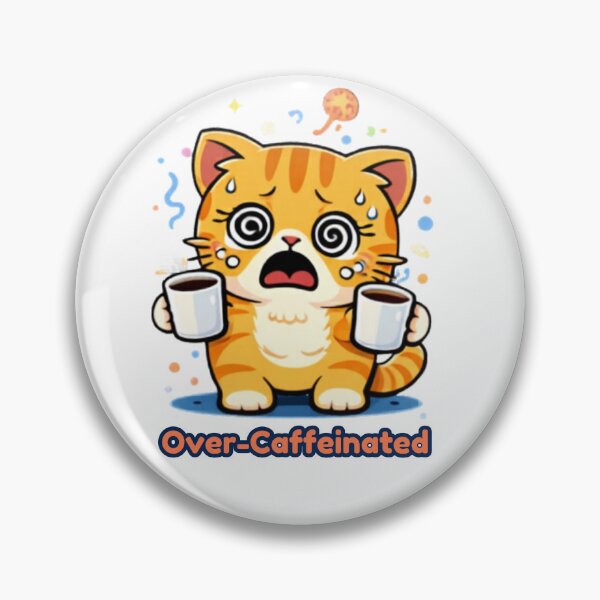 Item preview, Too Much Coffee? Never Heard of It ☕? | Over-Caffeinated Cat designed and sold by Kawaii Cosmos Cats.