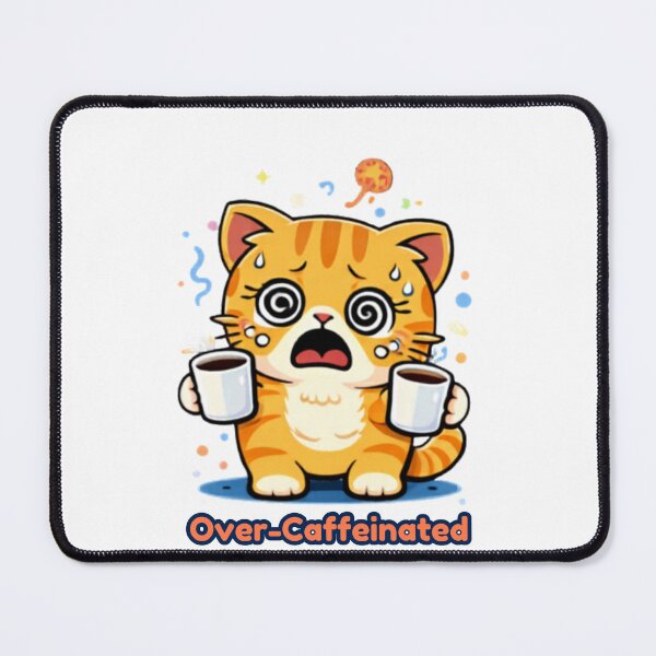 Item preview, Too Much Coffee? Never Heard of It ☕? | Over-Caffeinated Cat designed and sold by Kawaii Cosmos Cats.