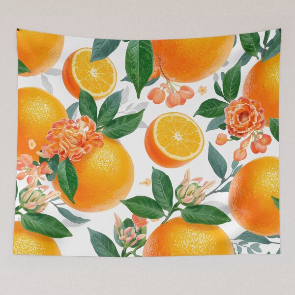 Item preview, oranges with flowers and leaves designed and sold by TanyaLovus.