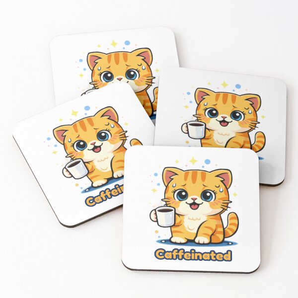 Item preview, Powered by Coffee ☕? | Caffeinated Cat Energy designed and sold by Kawaii Cosmos Cats.
