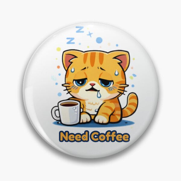 Item preview, Need Coffee ASAP ☕? | Low Energy Cat Mood designed and sold by Kawaii Cosmos Cats.