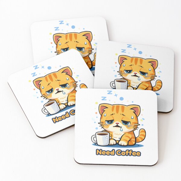 Item preview, Need Coffee ASAP ☕? | Low Energy Cat Mood designed and sold by Kawaii Cosmos Cats.