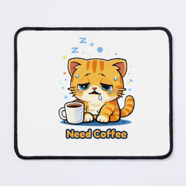 Item preview, Need Coffee ASAP ☕? | Low Energy Cat Mood designed and sold by Kawaii Cosmos Cats.