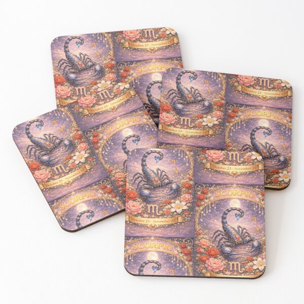 Item preview, Scorpio Zodiac Art – Celestial Scorpion Astrology Aesthetic – Dark Floral Zodiac October November Birthday Gift Scorpio Season designed and sold by Bonitivity Zodiacs.