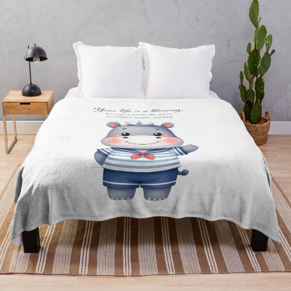 Item preview, Cute Sailor Hippo Inspirational Quote – Sweet Nursery Animal Illustration designed and sold by LoveNurseries.