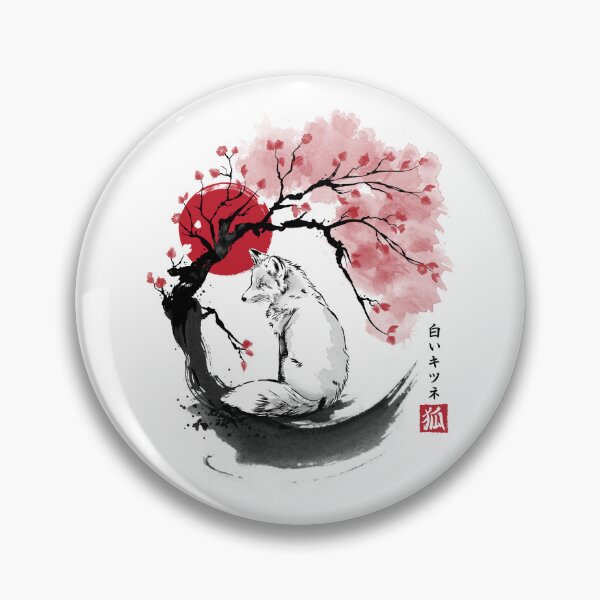 Item preview, White kitsune sumi e designed and sold by zoezowie79.