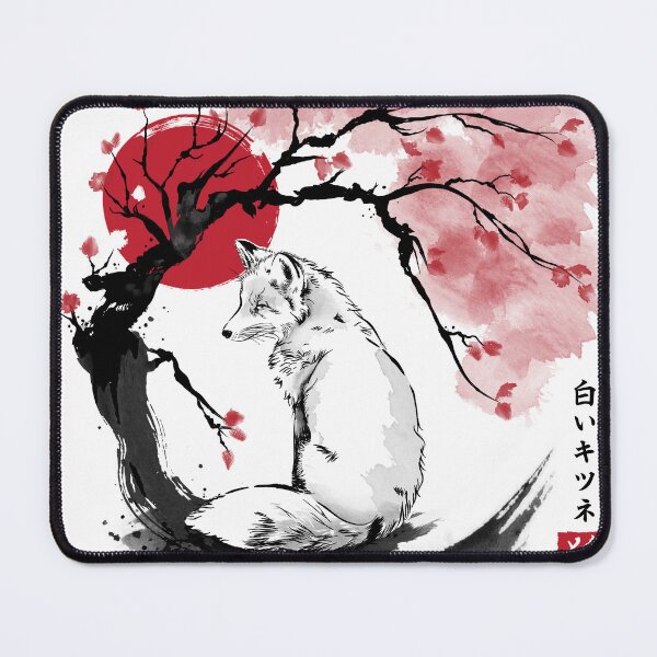 Item preview, White kitsune sumi e designed and sold by zoezowie79.
