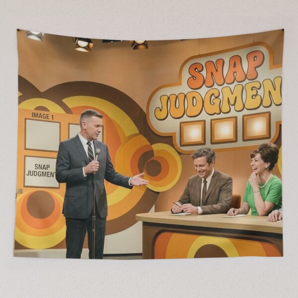 Item preview, Retro Game Show Set, Snap Judgment, Host, Contestants designed and sold by Uniqueartai.