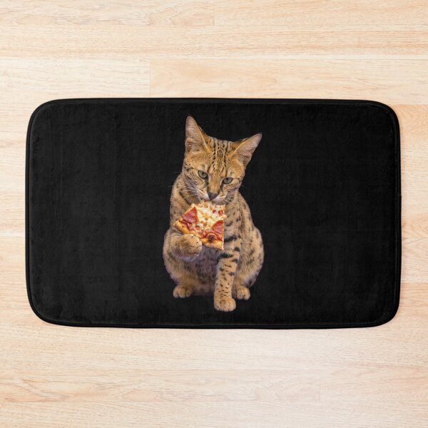 Item preview, Funny Savannah Cat Eating Pepperoni Pizza designed and sold by k3rstman1.