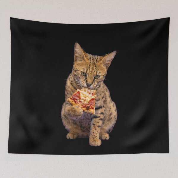 Item preview, Funny Savannah Cat Eating Pepperoni Pizza designed and sold by k3rstman1.