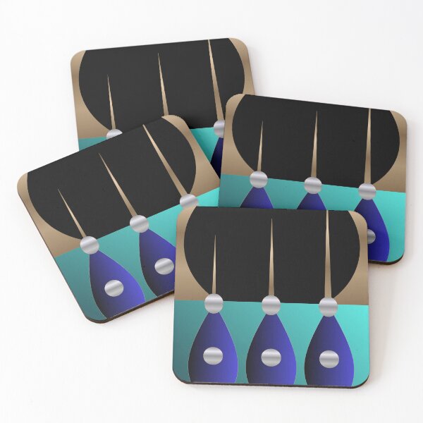 Item preview, Celestial Pendulums — Teal Navy and Gold Geometric Abstract designed and sold by Dee Tirang.