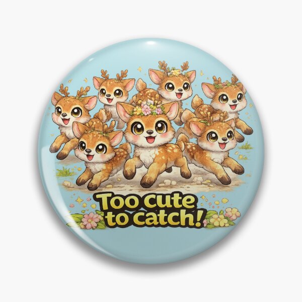 Item preview, Funny Cute Seven Deer Running Big Eyes Kawaii Cartoon Too Cute to Catch designed and sold by StickyDelights.