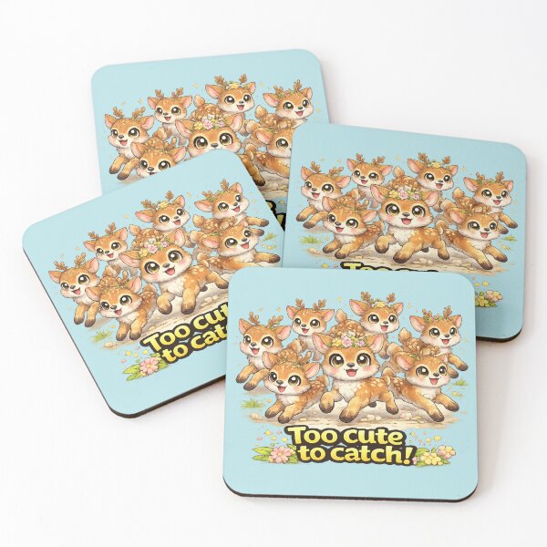 Item preview, Funny Cute Seven Deer Running Big Eyes Kawaii Cartoon Too Cute to Catch designed and sold by StickyDelights.