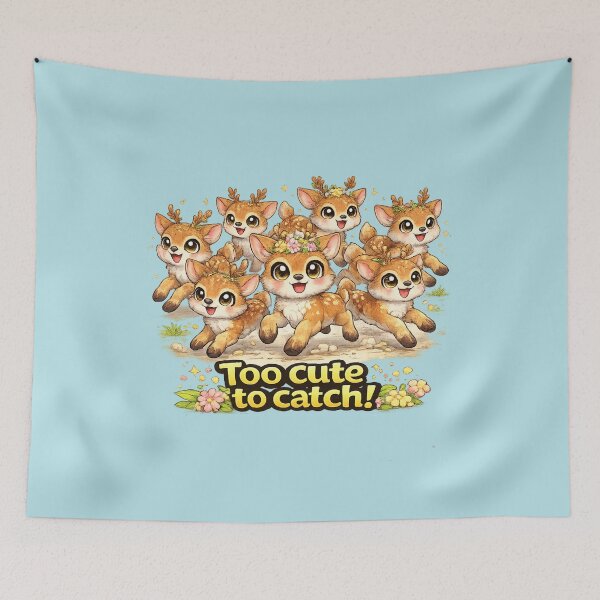 Item preview, Funny Cute Seven Deer Running Big Eyes Kawaii Cartoon Too Cute to Catch designed and sold by StickyDelights.