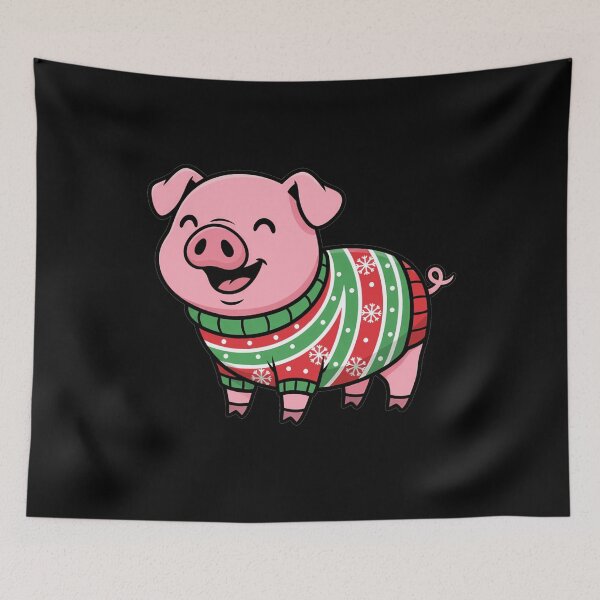 Item preview, Cute Pink Pig in Festive Christmas Sweater designed and sold by k3rstman1.