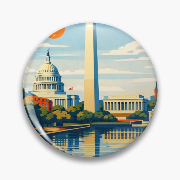 Item preview, Washington DC cherry blossom monument reflection travel poster designed and sold by MatthewHeights.