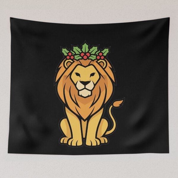 Item preview, Majestic Christmas Lion Holly Crown Cartoon designed and sold by k3rstman1.