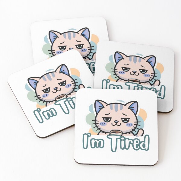 Item preview, Cute Tired Cat Sticker – I’m Tired Sleepy Kawaii Kitty designed and sold by sochadesigner.