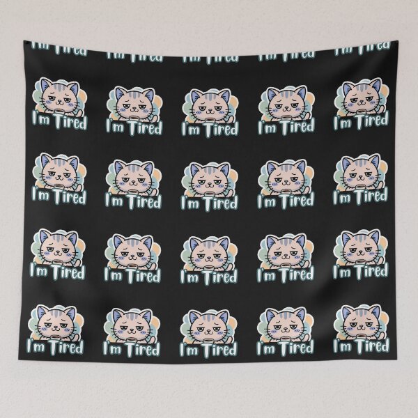 Item preview, Cute Tired Cat Sticker – I’m Tired Sleepy Kawaii Kitty designed and sold by sochadesigner.
