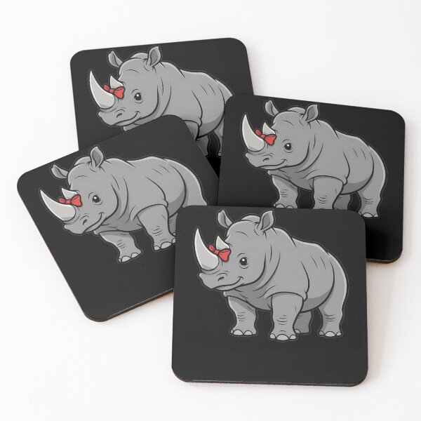 Item preview, Cute Grey Rhino with Red Bow Cartoon designed and sold by k3rstman1.