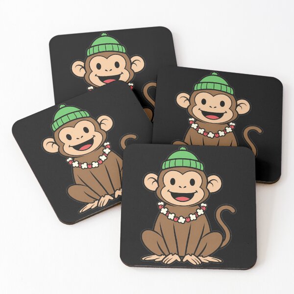 Item preview, Cute Winter Monkey Wearing Beanie and Garland designed and sold by k3rstman1.
