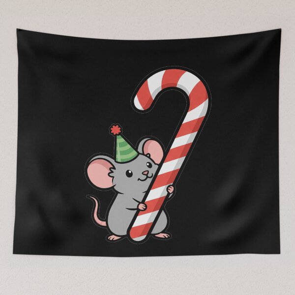 Item preview, Kawaii Christmas Mouse Holding Giant Candy Cane designed and sold by k3rstman1.