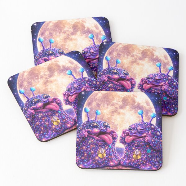 Item preview, Cosmic Alien Twins – Funny Galaxy Creatures Under the Moon designed and sold by MariMarArt.