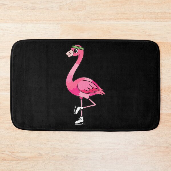 Item preview, Ice Skating Pink Flamingo with Green Beanie designed and sold by k3rstman1.