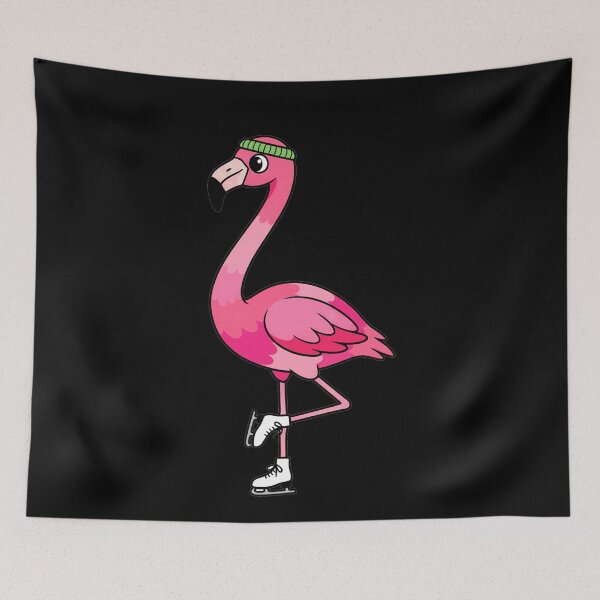 Item preview, Ice Skating Pink Flamingo with Green Beanie designed and sold by k3rstman1.
