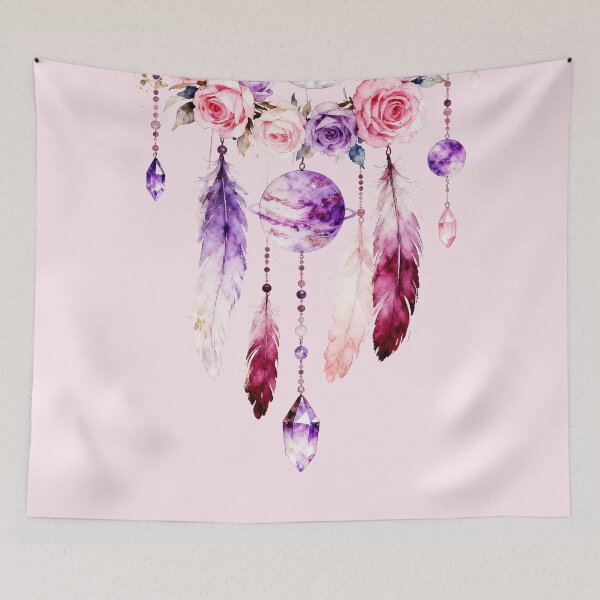 Item preview, Amethyst Crystal Dream Catcher Moon Painting designed and sold by soulfulpalette.