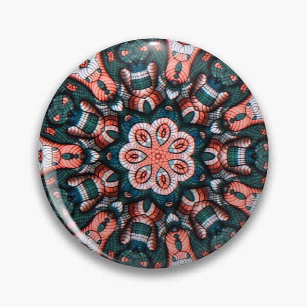 Item preview, Psychedelic Mandala Art Print | Dark Teal Coral Fractal Pattern | Trippy Geometric Wall Art | Boho Kaleidoscope Design designed and sold by The Hand That Listens.