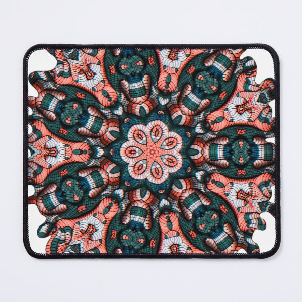 Item preview, Psychedelic Mandala Art Print | Dark Teal Coral Fractal Pattern | Trippy Geometric Wall Art | Boho Kaleidoscope Design designed and sold by The Hand That Listens.