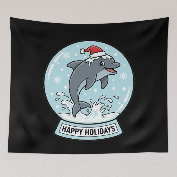 Item preview, Cute Christmas Dolphin Snow Globe Happy Holidays designed and sold by k3rstman1.