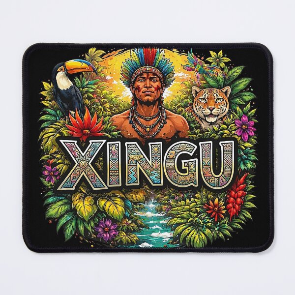 Item preview, XINGU Amazonian Tribal Art – Indigenous Warrior, Jaguar and Toucan | Boho Wild Jungle Design designed and sold by KAYAPO.