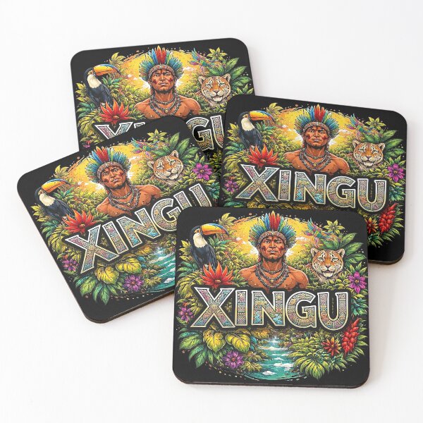 Item preview, XINGU Amazonian Tribal Art – Indigenous Warrior, Jaguar and Toucan | Boho Wild Jungle Design designed and sold by KAYAPO.