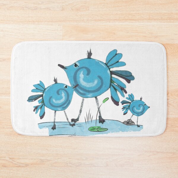 Item preview, Three Little Blue Birds - Whimsical Folk Art by Karen Blevins designed and sold by dcohea.