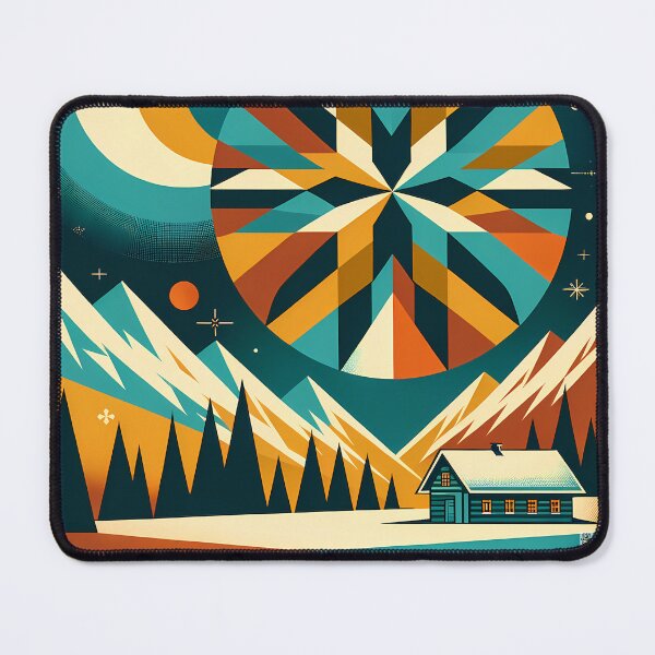 Item preview, Geometric Winter Moon and Snowflake Landscape designed and sold by InkSmithery.