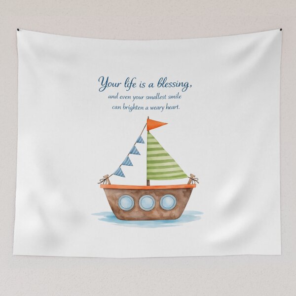 Item preview, Cute Sailboat Nursery Quote Print – Watercolor Boat Wall Art for Kids Room designed and sold by LoveNurseries.