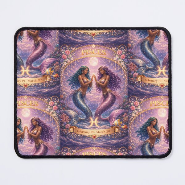 Item preview, Pisces Zodiac Mermaid Art – Celestial Twin Sirens Astrology Aesthetic – Dreamy Pisces Season February March Birthday Gift designed and sold by Bonitivity Zodiacs.