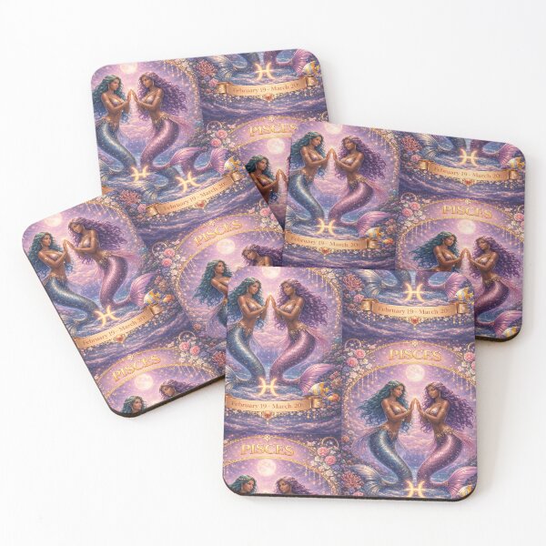 Item preview, Pisces Zodiac Mermaid Art – Celestial Twin Sirens Astrology Aesthetic – Dreamy Pisces Season February March Birthday Gift designed and sold by Bonitivity Zodiacs.
