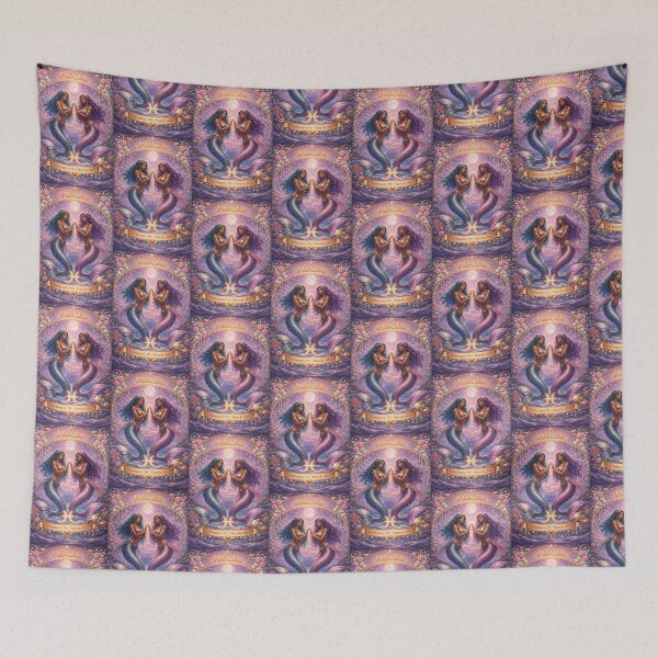 Item preview, Pisces Zodiac Mermaid Art – Celestial Twin Sirens Astrology Aesthetic – Dreamy Pisces Season February March Birthday Gift designed and sold by Bonitivity Zodiacs.