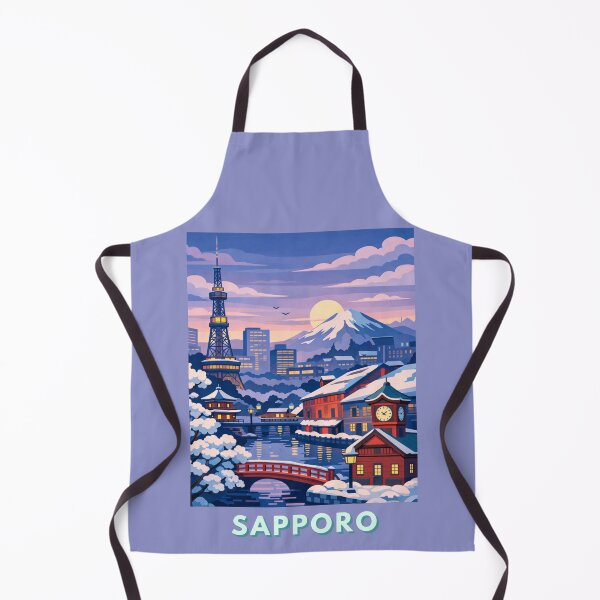 Item preview, Sapporo Japan snowy canal skyline travel poster designed and sold by MatthewHeights.