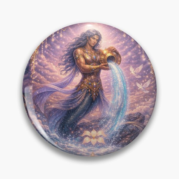 Item preview, Aquarius Zodiac Art – Celestial Water Bearer Fantasy Astrology Aesthetic – January February Birthday Gift Aquarius Season designed and sold by Bonitivity Zodiacs.