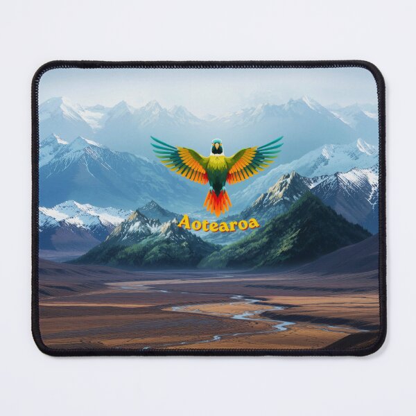 Item preview, Kea Aotearoa — New Zealand Alpine Parrot in Flight | Scenic Mountain Art Print designed and sold by Retro Haard!.
