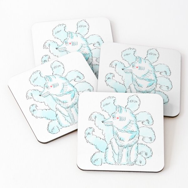 Item preview, Nine Tailed Fox Kitsune | Black Pencil Sketch with Blue Accents designed and sold by penelopejade.