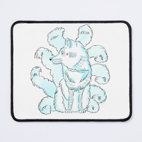 Item preview, Nine Tailed Fox Kitsune | Black Pencil Sketch with Blue Accents designed and sold by penelopejade.